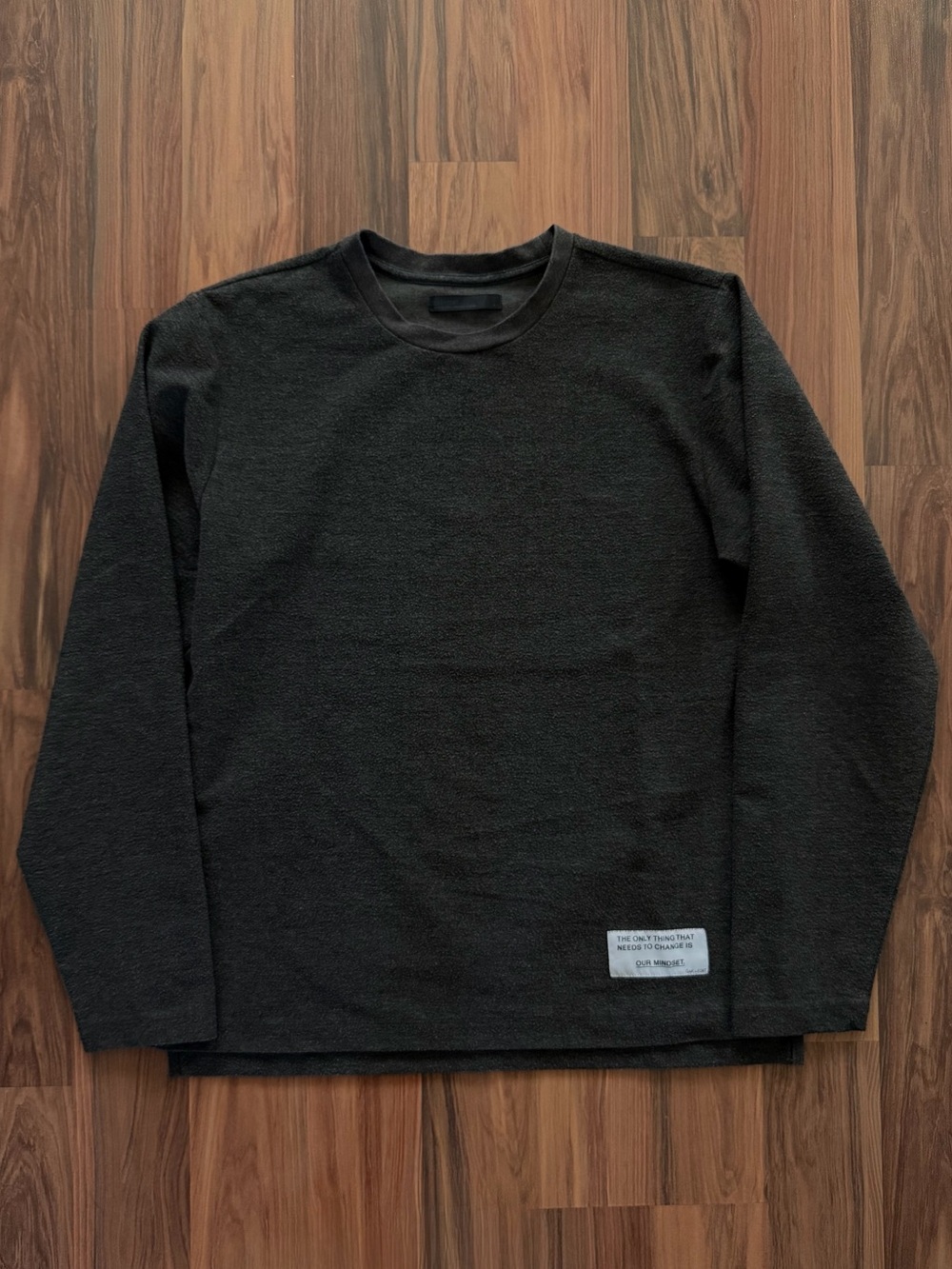 OAK + FORT Black Long-Sleeve Crewneck Shirt